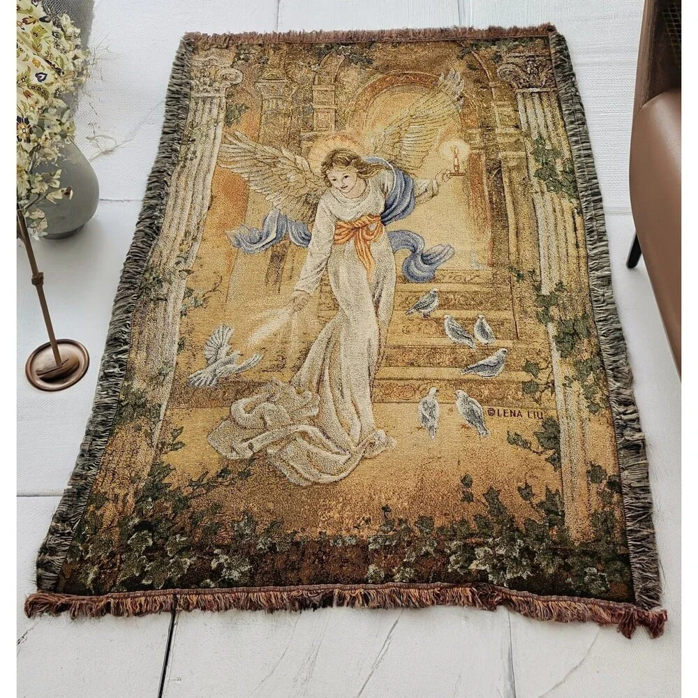 Lena Liu Angel Of Light Large Wall Tapestry Blanket Doves Birds Hanging 68”x 51”